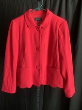 Talbots Red Ponte Scalloped Edge Peplum Blazer Size 10