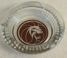 Vintage Former MGM Grand Hotel Casino Las Vegas Deluxe clear Glass Ashtray