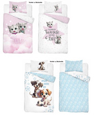 Bettwäsche 100x135 40x60 Katze Hund Tiere 2t...