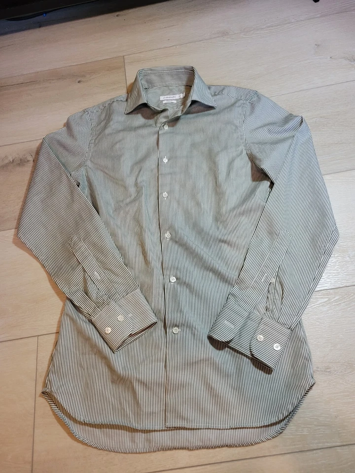Camisa de vestir J. Lindeberg para hombre 36 - 14 botones manga larga verde blanco rayas Foto 2 de 4