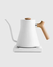 Fellow Stagg EKG Electric Tea Kettle, Matte White + Maple Wood Accents