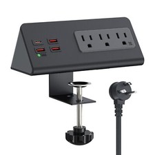 Black Nightstand Edge Power Strip 3 AC Outlets 4 USB PD 20W USB-C 6.56ft