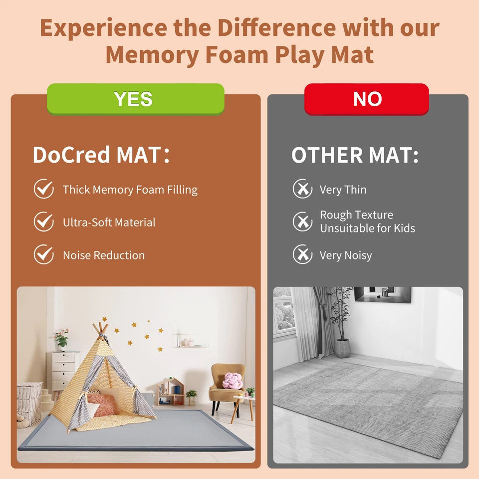 SLSY Baby Playpen Mat Roll Up & Non-slip Memory Foam Crawling Mat 80x70x1.4" - Image 3 of 4