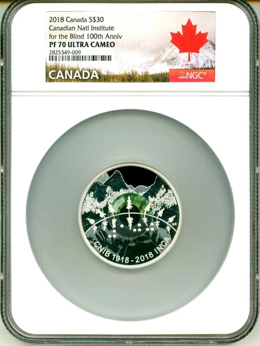 2018 Canada S$30 Canadian Natl Institute For The Blind NGC PF70 UC OGP NGC POP 1