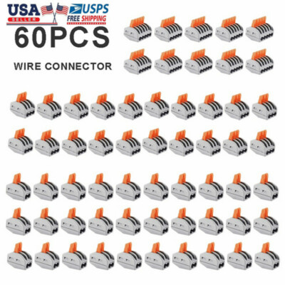 60pcs Reusable Electrical Connector Wire Block Terminal Cable 2,3,5 for WAGO 222