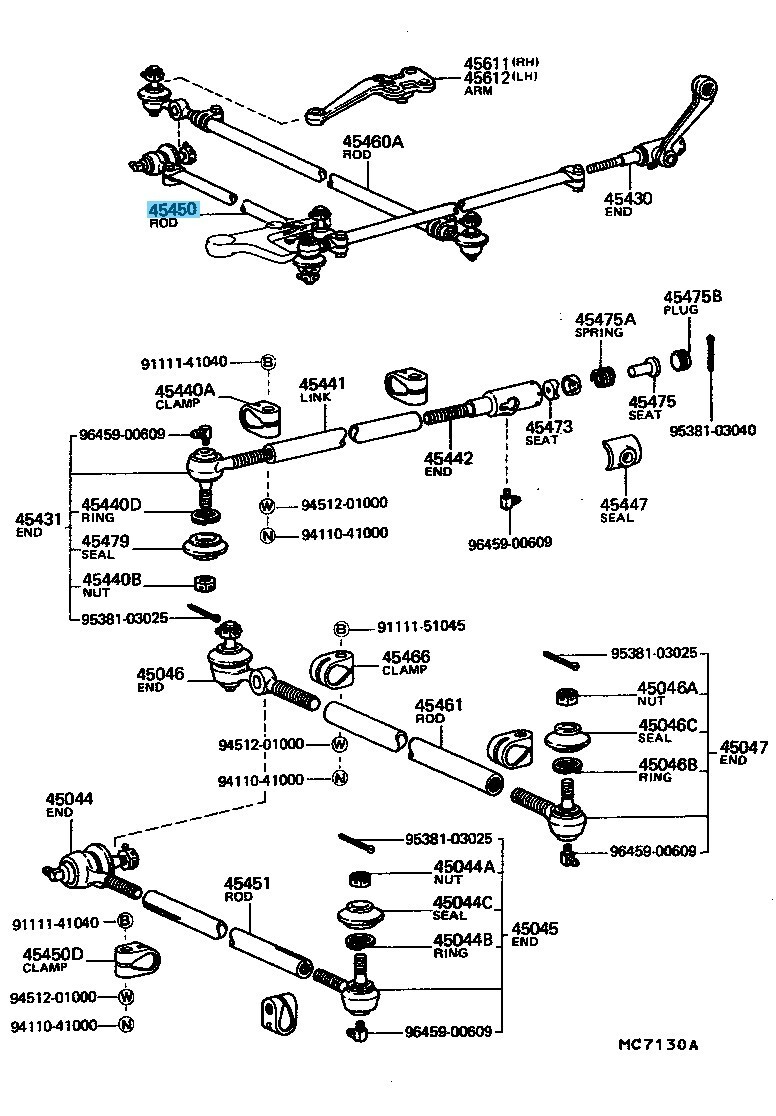 TOYOTA LAND CRUISER BJ4# 81-84 Genuine Steering Relay Rod Assy