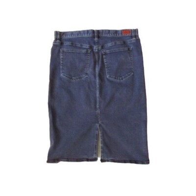 Lauren Ralph Lauren Blue Denim Pencil Skirt with Red Strip on