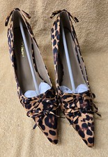 Fashion Nova Flirty Mood Leopard Heels Womens Size 10 Point Toe Bow Tie New