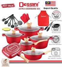 DESSINI ITALY 23 Pc Non Stick Granite Cooking Pot Frying Pan for Christmas NEW