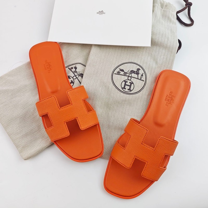 HERMES ORAN Sandals Women's Orange Size 7 / EU 38 With Box