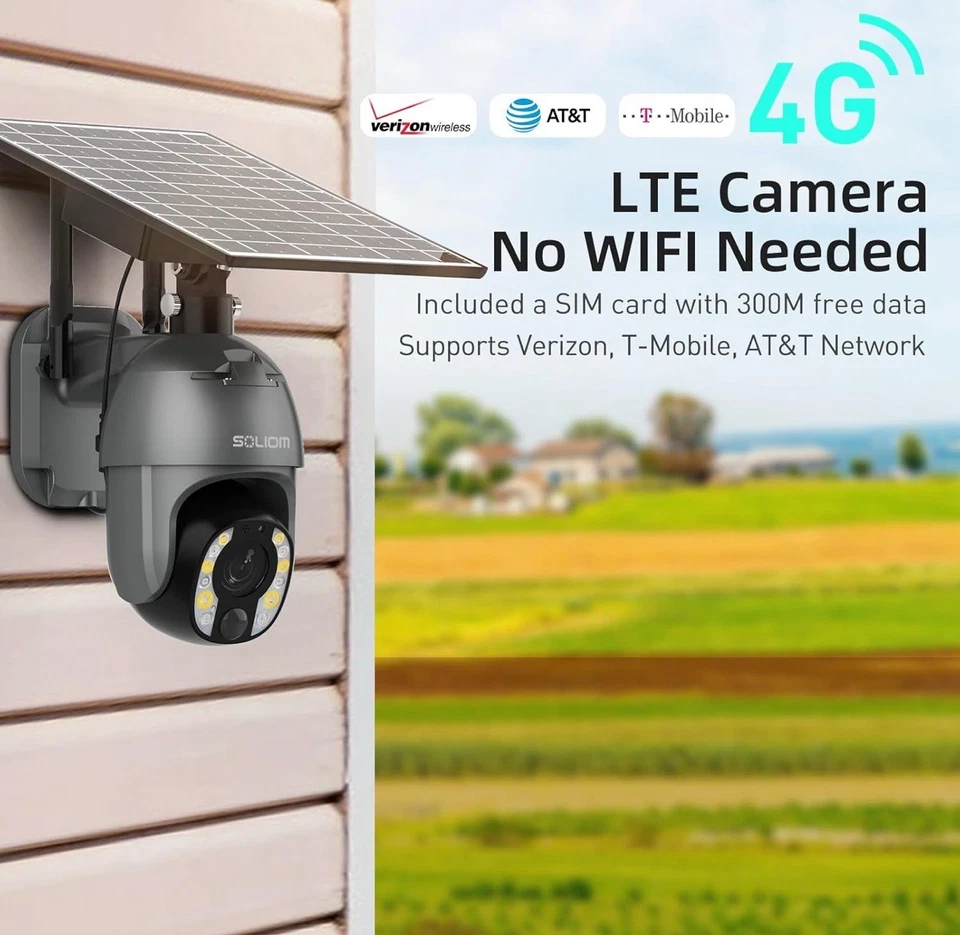 SOLIOM Security Cameras Wireless Solar Battery Outdoor, 5MP 4G LTE Cellular. - Image 4 of 4