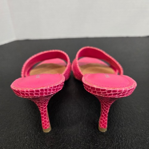Marc Fisher MF Queta Pink Heeled Slip-on Sandals Snake Embossed 6M Barbiecore - Picture 7 of 11