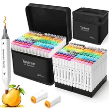 Alcohol Markers 120 Colors with Case  Holders, Dual Tips Art Coloring Markers...