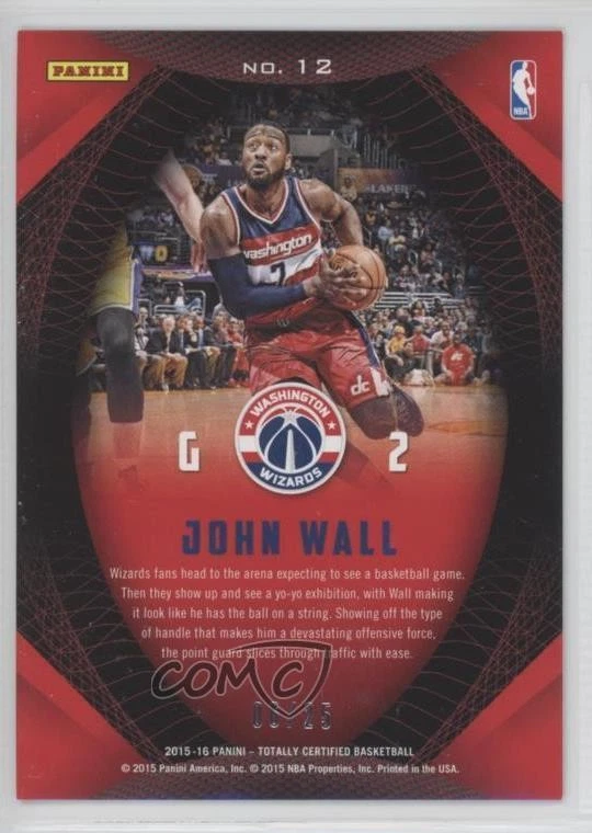 2015-16 Panini Totally Certified Certified Skills Mirror /25 John Wall #12 - Image 2 of 2