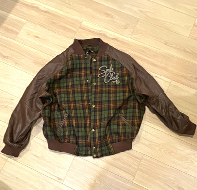 Vintage Pelle Pelle Marc Buchanan Soda Club Leather Jacket Brown Plaid Mens 5XL