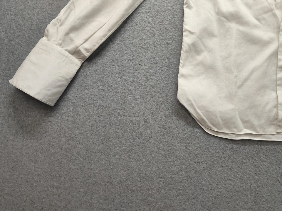 Camisa Isaia Napoli Para Hombre 15.5 39 Blanco Vestido Puño Francés Lujo Algodón Hecha en Italia Foto 4 de 4