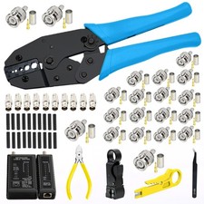 Coaxial Cable Tool Kit, BNC Crimp tool for RG58, RG59, RG62, RG174, 20PCS RG5...