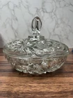 Vintage 1960’s Anchor Hocking Prescut Clear Glass Star Of David Candy Dish W/Lid