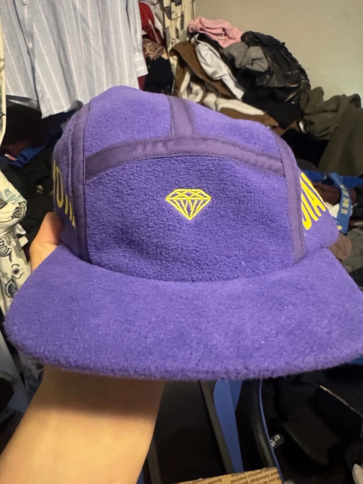 Diamond Supply Co "Micro Brillant Polar" Camper Hat (Purple) Fleece Cap 5 Panel