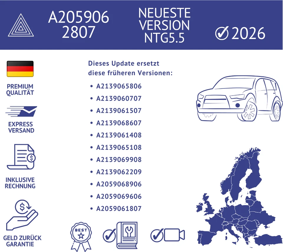 MERCEDES BENZ NTG 5.5 NAVIGATION SD-KARTE A205 906 2807 V13 EUROPA für 2026 - Bild 4 von 4