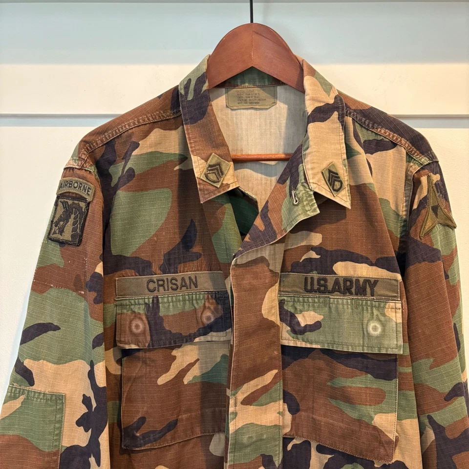 Vintage US Army Woodland Camo BDU Jacket Hot Weather Ripstop Medium 80s - Image 4 of 4