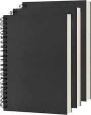 Blank Spiral Notebook, 3-Pack, Soft Cover, Sketch Book, 100 Pages / 50 Sheets, 7