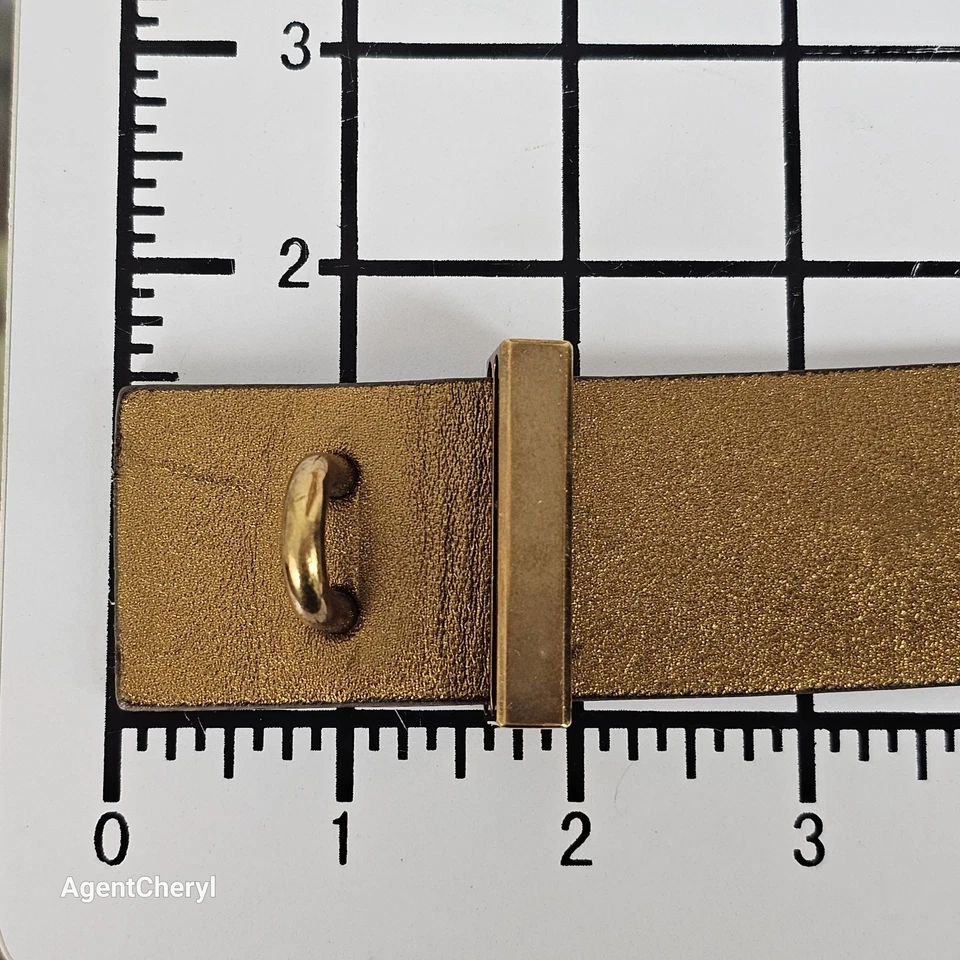 Vintage RALPH LAUREN M 29-34" Candado Llavero Dorado Metálico Cuero Cinturón Italia Foto 4 de 4