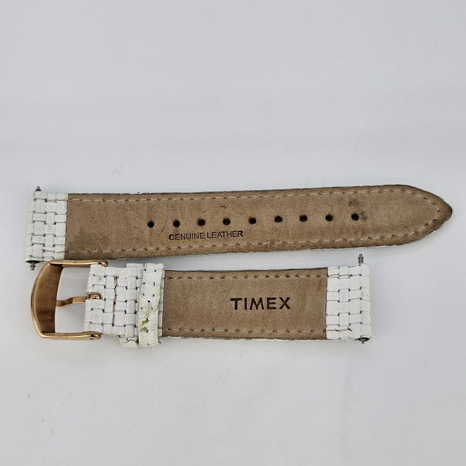 Timex 20MM Correa de Cuero Blanco Hebilla Dorada Foto 4 de 4