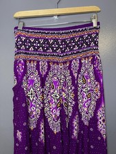 Lofbaz Pants Womens XL Purple Paisley Harem Elastic Waist Boho Pockets Lounge