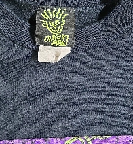 Vintage Crazy Man Youth Sweatshirt Small 5-6 Neon USA Made - Picture 3 of 8