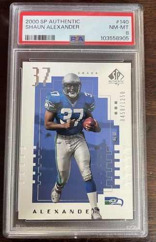 2000 SP Authentic #140 Shaun Alexander Rookie Card Seattle Seahawks /1250 PSA 8