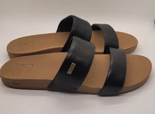 Womens Reef Black Hali Slide On Flip Flop Slides Sandals Size 10 