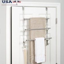 Over-the-Door 3-Tier Towel Bar Hooks Tool-Free Installation Space-Saving Storage