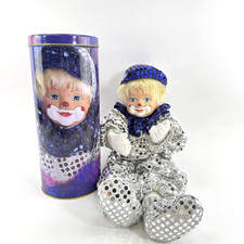 TATI Clown Doll Harlequin Circus | Porcelain Face | Glitter Outfit Vintage