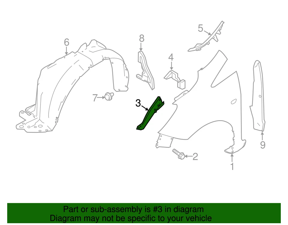 Original Nissan Versa Note 2014-2019 - Soporte guardabarros F3160-3WCAA Foto 3 de 3