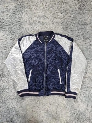 Itis Los Angeles Satin Jacke Vintage 2000s blau weiß Bomber Retro M