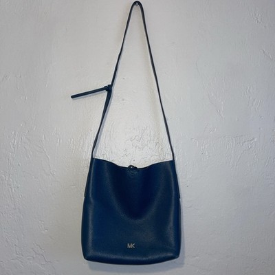 Michael Kors Leather Crossbody Purse Blue Adjustable Strap Snap Closure