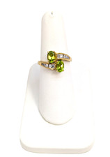 18K Gold, Peridots  & Diamond Ring, Size 6- 1/4