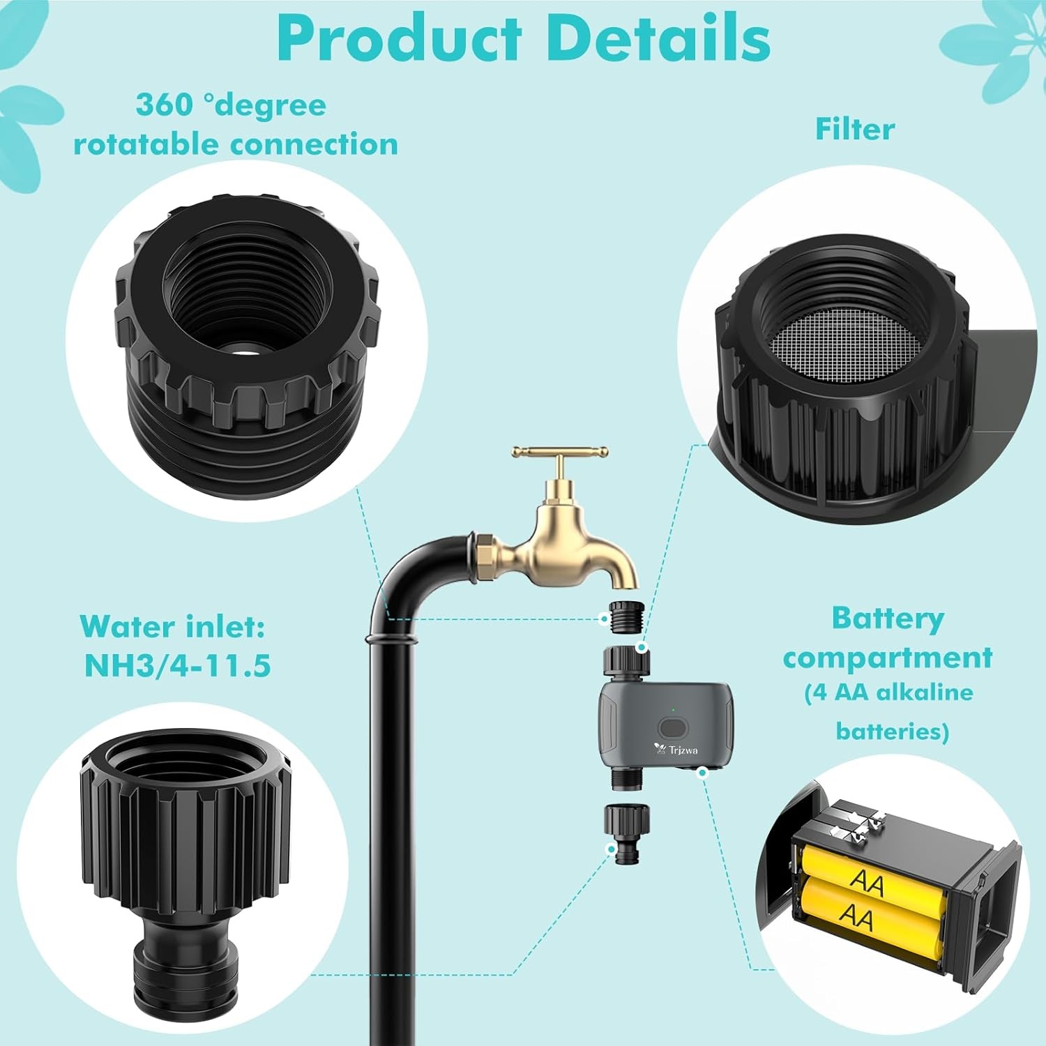 Smart Water Timer for Garden Hose-WiFi Enabled, Alexa/Google,Automatic Sprinkler