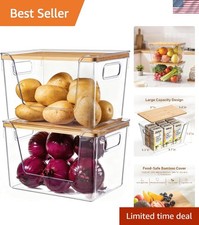 Durable Stackable Storage with Bamboo Lids   Perfect for Fruits and Vegetables