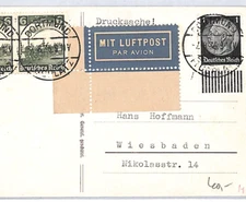 ZEPPELIN ART Postcard *Dortmund Airport* 1935 CDS Air Mail LABEL Germany PZ195