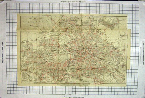 Original Old Antique Print Map Germany Plan Charlottenburg Schonberg