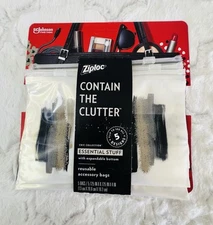 Ziploc Contain The Clutter Reusable Bags, 5 Bags/ 5.125”x 8.125”x 4”