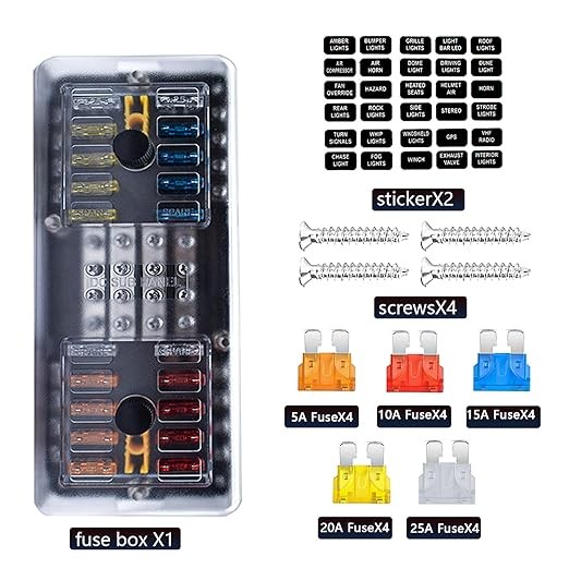 20 Way Blade Fuse Block 16 Circuit Fuse Holder Fuse DC SUB Panel with Ground