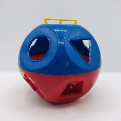 Tupperware Shape-O Toy Red Blue Ball Shape Sorter with 3 Yellow Shapes Vintage