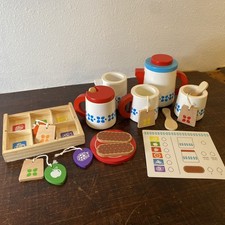 Melissa  Doug Wooden Steep  Serve Tea  Biscuits Pretend Play Kitchen Set