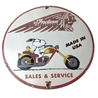 Vintage Indian Motorcycles Sign - Gas Pump Service Station Biker Porcelain Sign