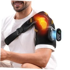 Cordless Shoulder Heating Pad with Detachable Remote Black