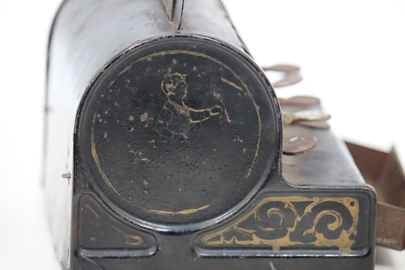 как выглядит Durable Toy Novelty Co Store Cash Register Vintage Metal Tin Coin Bank фото