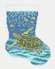 Sea Turtle Mini Stocking Ornament 18 mesh Needlepoint Canvas Needle Crossings 